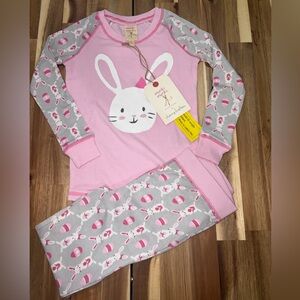 🐰NWT munki munki Pink Bunny Kids Pajama Set SIZE 8
